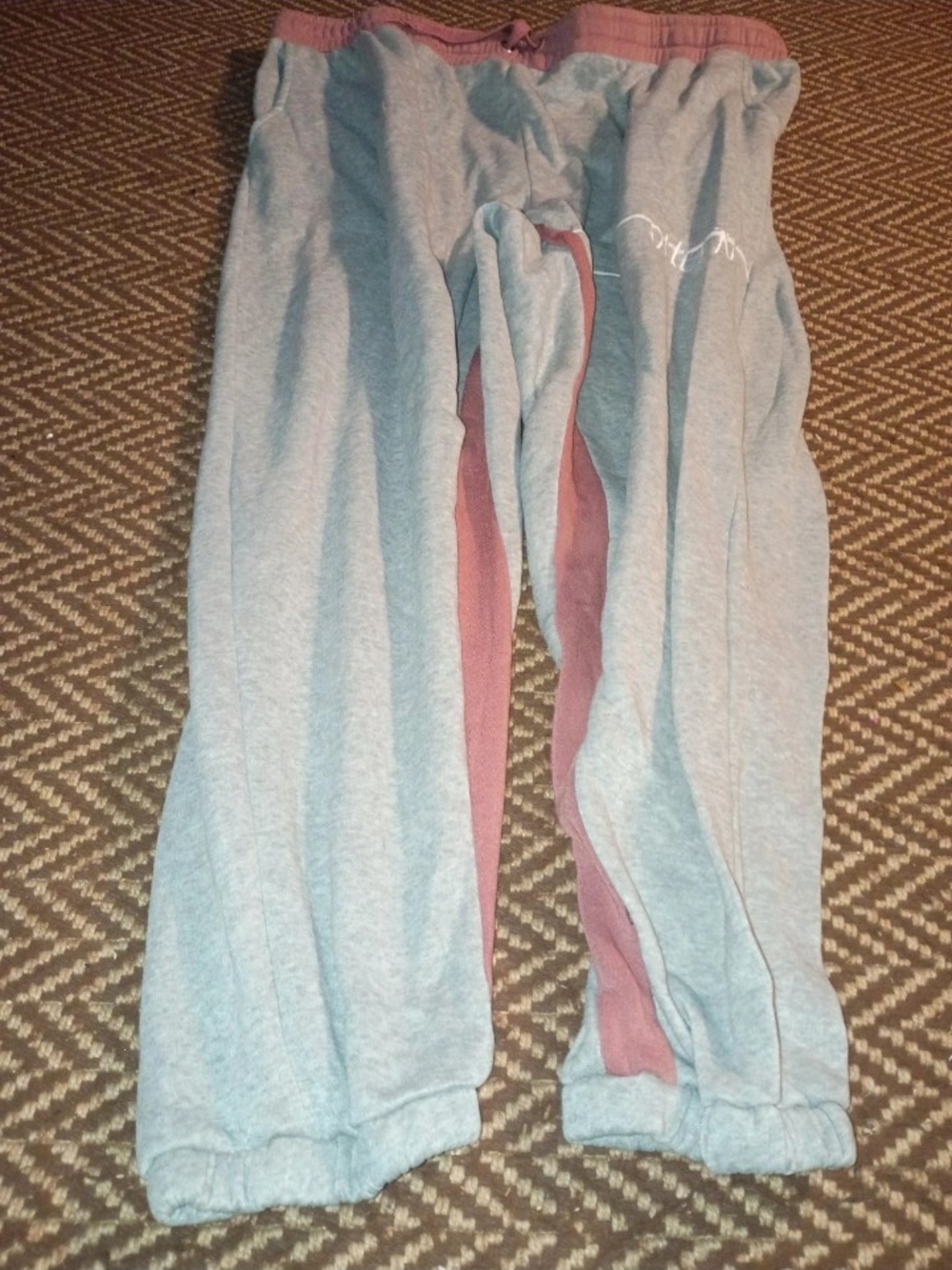 Light Gray Joggers with Mauve Side Panels